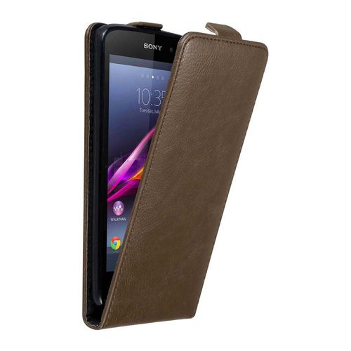 Cadorabo Housse Compatible Avec Sony Xperia Z1 En Marron Café - Étui De Protection Au Design Flip Avec Fermeture Magnétique