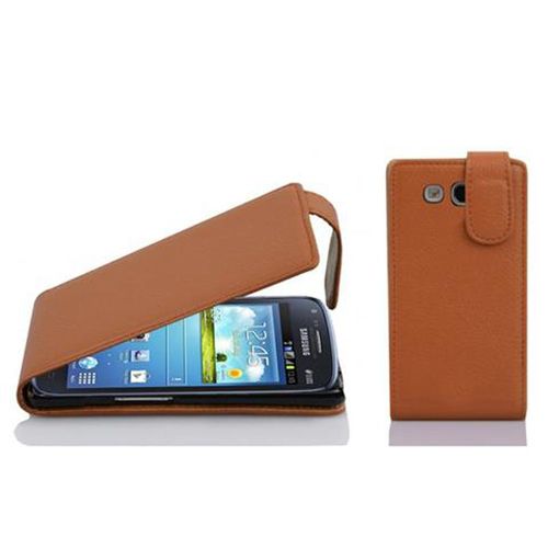 Cadorabo Housse Compatible Avec Samsung Galaxy Core / Core Duos En Noisette Marron - Étui De Protection Au Design Flip En Similicuir Structuré