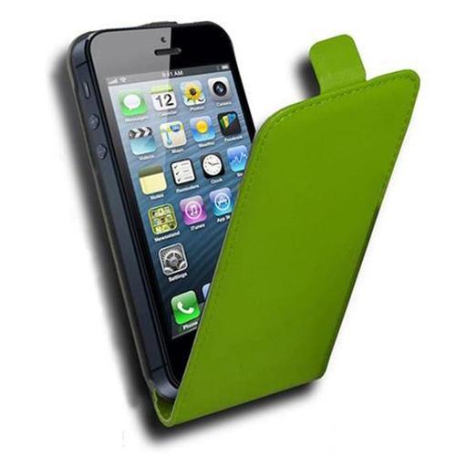 Cadorabo Housse Compatible Avec Apple Iphone 5 / 5s / Se 2016 En Vert Perroquet - Étui De Protection Au Design Flip En Similicuir Lisse