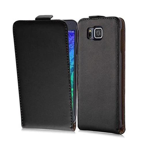 Cadorabo Housse Compatible Avec Samsung Galaxy Alpha En Noir De Jais - Étui De Protection Au Design Flip En Similicuir Lisse