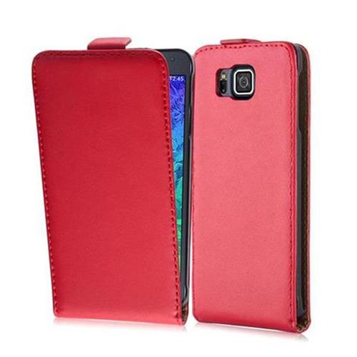 Cadorabo Housse Compatible Avec Samsung Galaxy Alpha En Rouge Cerise - Étui De Protection Au Design Flip En Similicuir Lisse