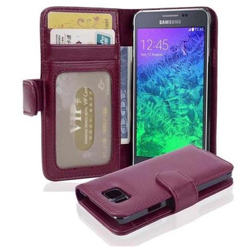 Cadorabo Housse Compatible Avec Samsung Galaxy Alpha En Orchidée Violets - Etui De Protection Avec Fermeture Magnétique Et 3 Emplacements Pour Cartes