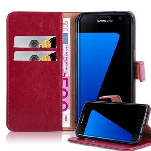 Cadorabo Housse Compatible Avec Samsung Galaxy S7 Edge En Rouge Cerise - Étui De Protection Avec Fermeture Magnétique, Fonction De Support Et Compartiment Pour Carte