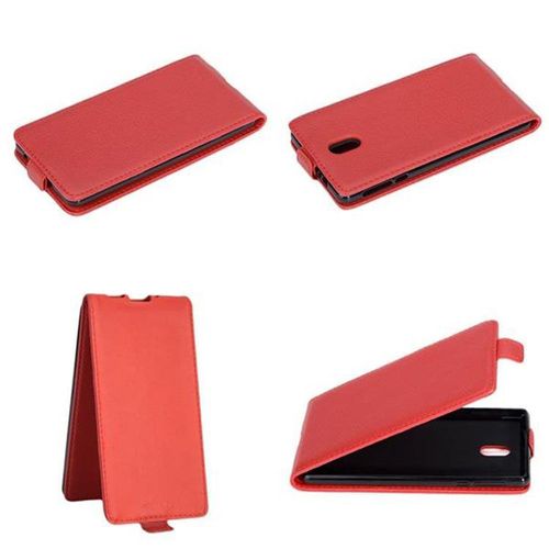 Cadorabo Housse Compatible Avec Nokia 3 2017 En Rouge Cerise - Étui De Protection Au Design Flip En Similicuir Lisse