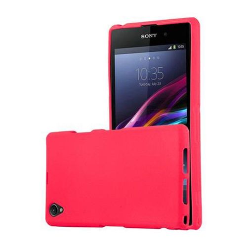 Cadorabo Housse Compatible Avec Sony Xperia Z1 Compact En Frost Rouge - Étui De Protection En Silicone Tpu Flexible