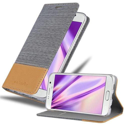 Coque Pour Samsung Galaxy S6 Edge Plus En Gris Clair Marron Housse De Protection Étui Avec Fermeture Magnétique, Fonction De Support Et Compartiment Pour Carte