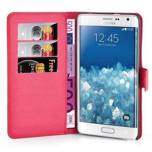 Cadorabo Housse Compatible Avec Samsung Galaxy Note Edge En Rouge Cerise - Étui De Protection Avec Fermeture Magnétique, Fonction De Support Et Compartiment Pour Carte
