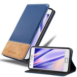 Coque Pour Samsung Galaxy S2 / S2 Plus En Bleu Brun Housse De Protection Étui Avec Fermeture Magnétique, Fonction De Support Et Compartiment Pour Carte
