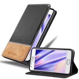 Coque Pour Samsung Galaxy S2 / S2 Plus En Noir Brun Housse De Protection Étui Avec Fermeture Magnétique, Fonction De Support Et Compartiment Pour Carte