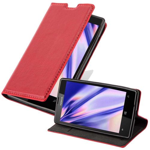 Cadorabo Housse Compatible Avec Nokia Lumia 520 / 521 En Rouge De Pomme - Étui De Protection Avec Fermeture Magnétique, Fonction De Support Et Compartiment Pour Carte