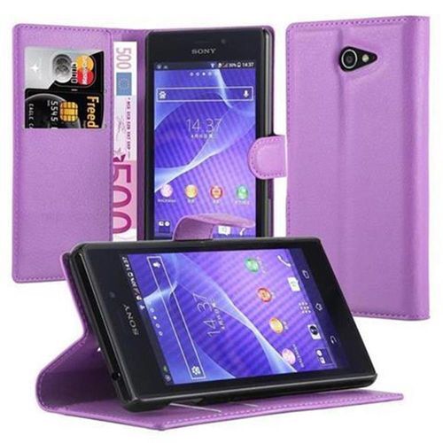 Cadorabo Housse Compatible Avec Sony Xperia M2 / M2 Aqua En Orchidée Violets - Étui De Protection Avec Fermeture Magnétique, Fonction De Support Et Compartiment Pour Carte