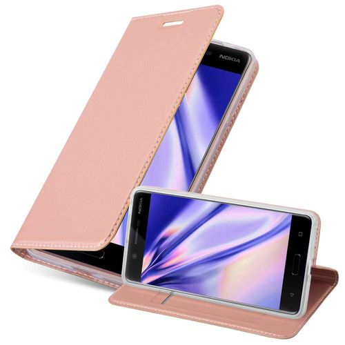 Coque Pour Nokia 5 2017 En Classy Or Rosé Housse De Protection Étui Avec Fermeture Magnétique, Fonction De Support Et Compartiment Pour Carte