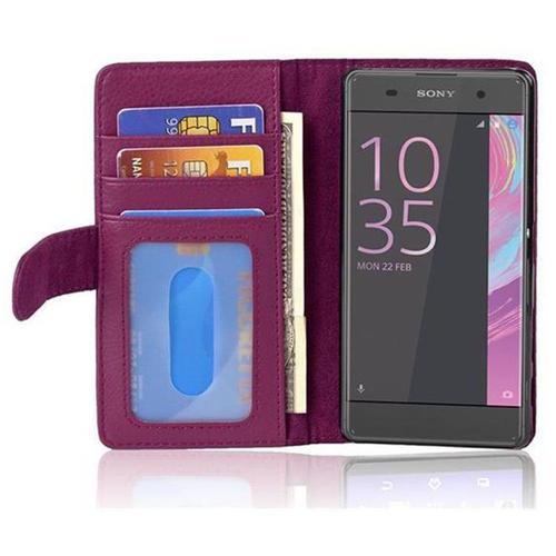 Cadorabo Housse Compatible Avec Sony Xperia Xa En Orchidée Violets - Etui De Protection Avec Fermeture Magnétique Et 3 Emplacements Pour Cartes