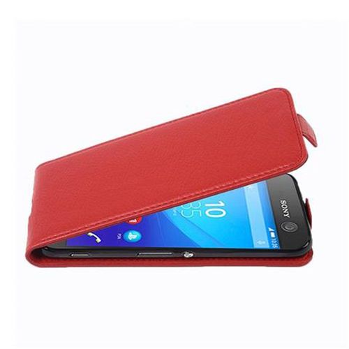 Cadorabo Housse Compatible Avec Sony Xperia M5 En Rouge Cerise - Étui De Protection Au Design Flip En Similicuir Structuré