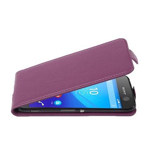 Cadorabo Housse Compatible Avec Sony Xperia M5 En Orchidée Violets - Étui De Protection Au Design Flip En Similicuir Structuré