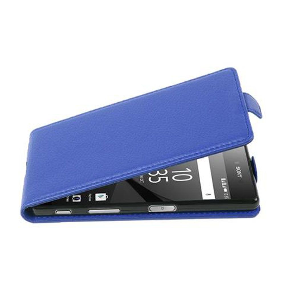 Cadorabo Housse Compatible Avec Sony Xperia Z5 En Bleu Royal - Étui De Protection Au Design Flip En Similicuir Structuré