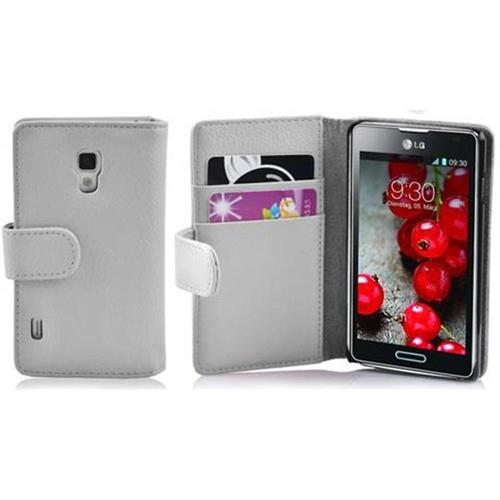 Cadorabo Housse Compatible Avec Lg Optimus L7 Ii En Blanc Magnésium - Étui De Protection En Similicuir Structuré Et Compartiment Pour Cartes