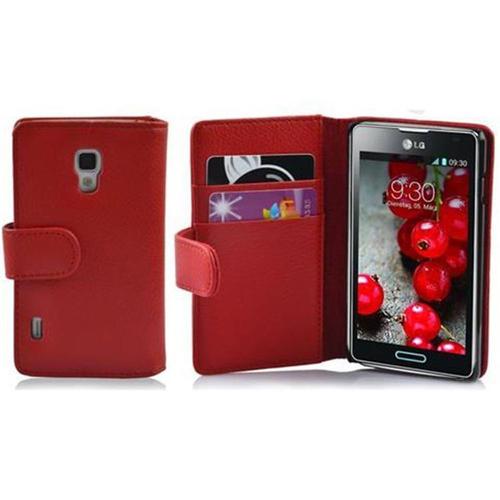 Cadorabo Housse Compatible Avec Lg Optimus L7 Ii En Rouge Cerise - Étui De Protection En Similicuir Structuré Et Compartiment Pour Cartes