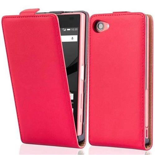 Cadorabo Housse Compatible Avec Sony Xperia Z5 Compact En Rouge Cerise - Étui De Protection Au Design Flip En Similicuir Lisse