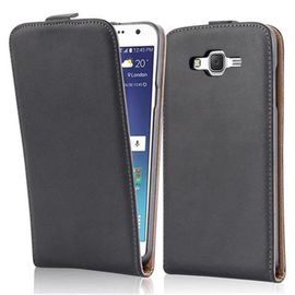 Cadorabo Housse Compatible Avec Samsung Galaxy J7 2015 En Noir De Jais - Étui De Protection Au Design Flip En Similicuir Lisse