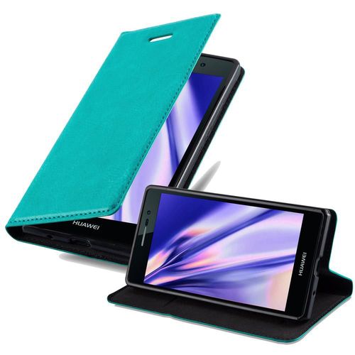 Cadorabo Housse Compatible Avec Huawei Ascend P7 En Turquoise Pétrole - Étui De Protection Avec Fermeture Magnétique, Fonction De Support Et Compartiment Pour Carte