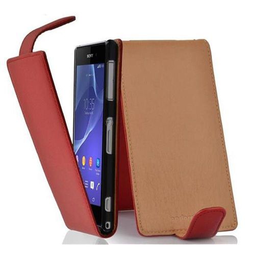 Cadorabo Housse Compatible Avec Sony Xperia Z2 En Rouge Cerise - Étui De Protection Au Design Flip En Similicuir Structuré