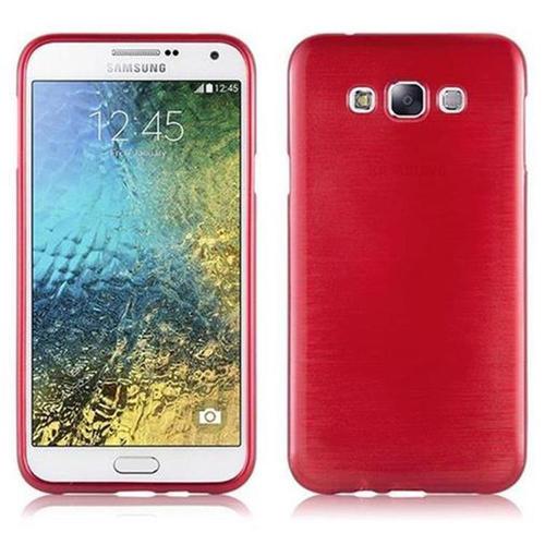 Cadorabo Housse Compatible Avec Samsung Galaxy E7 En Rouge - Étui De Protection En Silicone Tpu Flexible Au Design Brossé