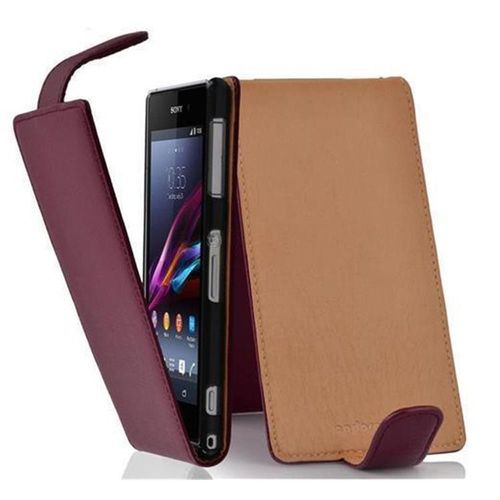 Cadorabo Housse Compatible Avec Sony Xperia Z1 En Orchidée Violets - Étui De Protection Au Design Flip En Similicuir Structuré