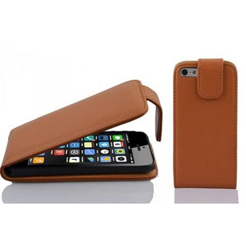 Cadorabo Housse Compatible Avec Apple Iphone 5c En Noisette Marron - Étui De Protection Au Design Flip En Similicuir Structuré