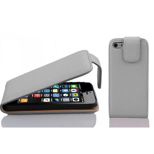 Cadorabo Housse Compatible Avec Apple Iphone 5c En Blanc Magnésium - Étui De Protection Au Design Flip En Similicuir Structuré