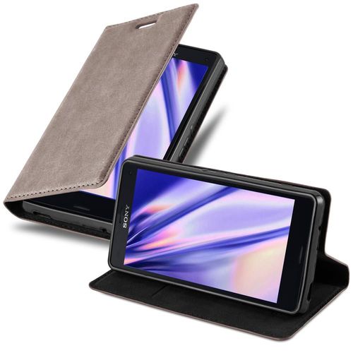 Cadorabo Housse Compatible Avec Sony Xperia Z3 Compact En Marron Café - Étui De Protection Avec Fermeture Magnétique, Fonction De Support Et Compartiment Pour Carte