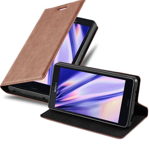 Cadorabo Housse Compatible Avec Sony Xperia Z3 Compact En Marrone Cappucino - Étui De Protection Avec Fermeture Magnétique, Fonction De Support Et Compartiment Pour Carte