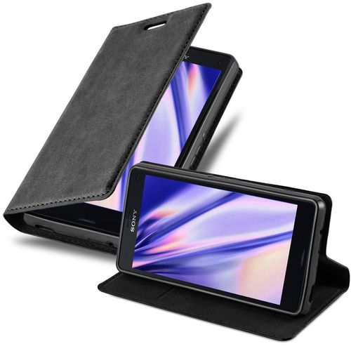 Cadorabo Housse Compatible Avec Sony Xperia Z3 Compact En Noir Nuit - Étui De Protection Avec Fermeture Magnétique, Fonction De Support Et Compartiment Pour Carte