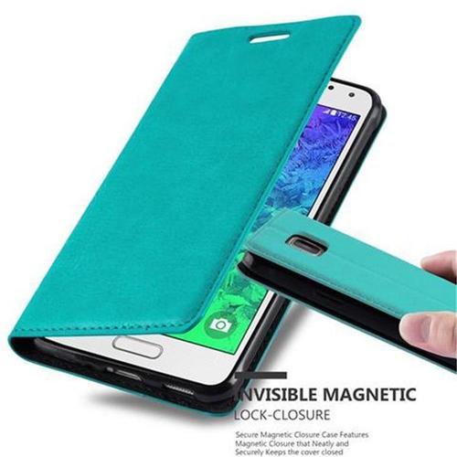 Cadorabo Housse Compatible Avec Samsung Galaxy Alpha En Turquoise Pétrole - Étui De Protection Avec Fermeture Magnétique, Fonction De Support Et Compartiment Pour Carte