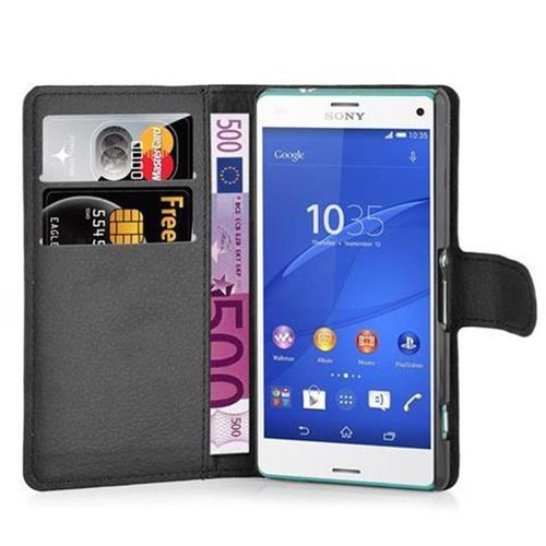 Cadorabo Housse Compatible Avec Sony Xperia Z3 Compact En Noir De Jais - Étui De Protection Avec Fermeture Magnétique, Fonction De Support Et Compartiment Pour Carte