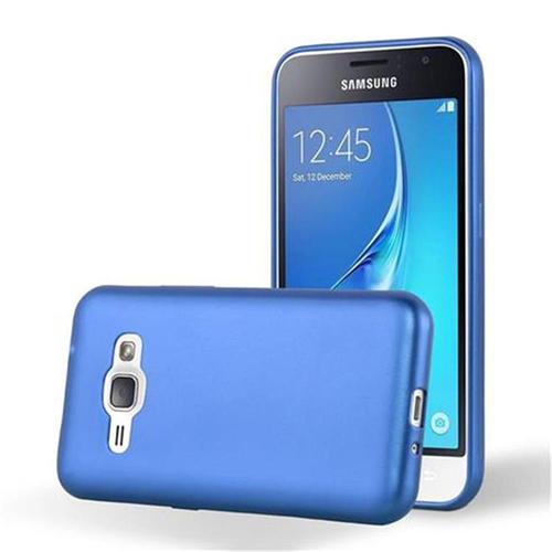 Cadorabo Housse Compatible Avec Samsung Galaxy J1 2015 En Bleu Métallique - Étui De Protection En Silicone Tpu Flexible