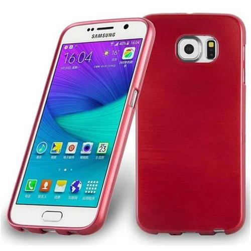 Cadorabo Housse Compatible Avec Samsung Galaxy S6 En Rouge - Étui De Protection En Silicone Tpu Flexible Au Design Brossé