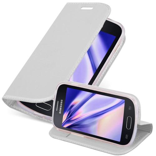 Coque Pour Samsung Galaxy Trend Lite En Classy Argent Housse De Protection Étui Avec Fermeture Magnétique, Fonction De Support Et Compartiment Pour Carte