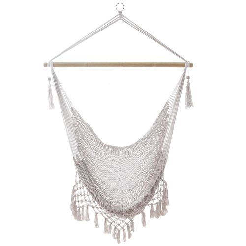 Chaise Suspendue Macrame En Coton Avec Bord Frangé Siège Confortable