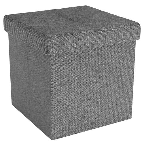 Intirilife Pouf Pliable 30x30x30 Cm En Roche Gris - Cube De Siège Avec Espace De Rangement Et Couvercle En Tissu Avec Creux - Sitzcube Repose-Pieds Coffre De Rangement Pouf