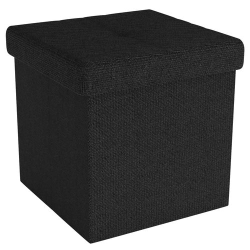Intirilife Pouf Pliable 30x30x30 Cm En Piano Noir - Siège Cube Avec Espace De Rangement Et Couvercle En Tissu Avec Creux - Sitzcube Repose-Pieds Coffre De Rangement Pouf