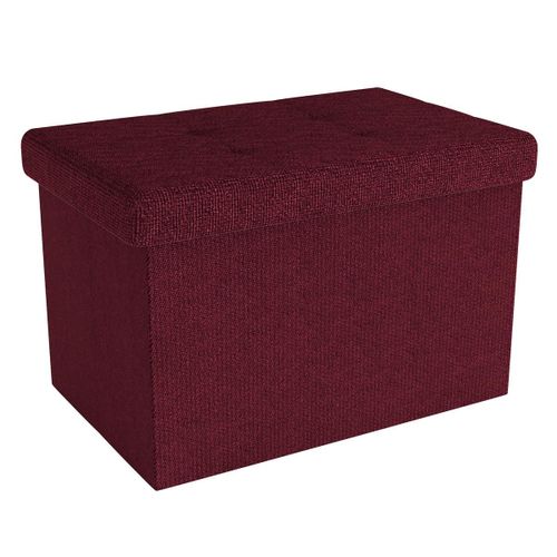 Intirilife Pouf Pliable 49x30x30 Cm En Rouge Cerise - Siège En Cube Avec Espace De Rangement Et Housse En Tissu Avec Creux - Siège En Cube Repose-Pieds Coffre De Rangement Pouf Coffre