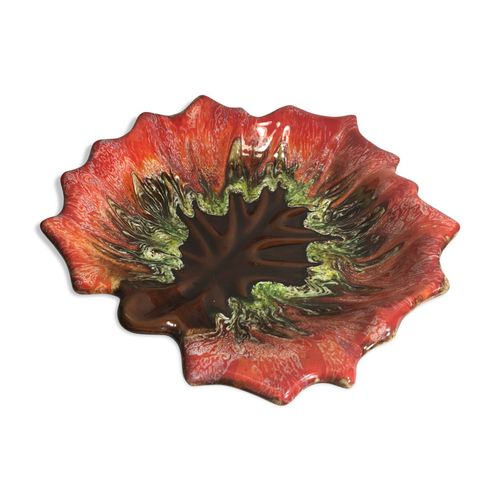 Coupe Vallauris cramique en forme de feuille multicolore