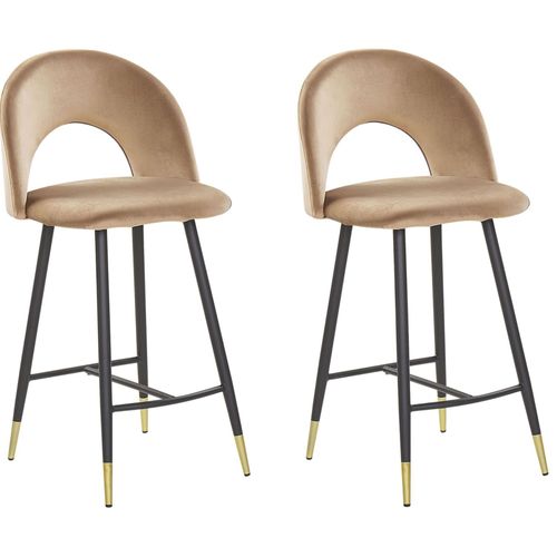 Lot De 2 Chaises De Bar En Velours Beige Falton