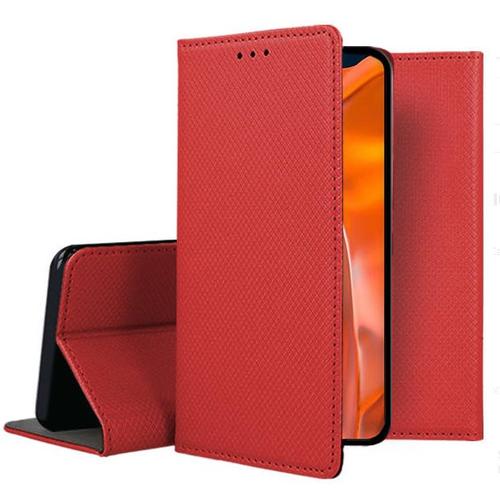 Housse Pour Samsung Galaxy S23 5g - Etui Coque Pochette Portefeuille + Verre Trempe - Rouge Magnet