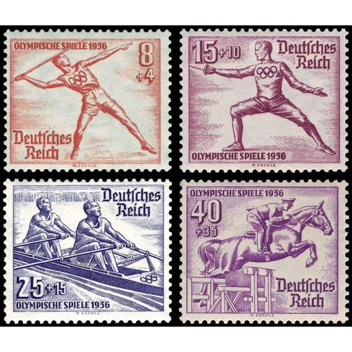 Allemagne, 3ème Reich 1936, Très Beau Lot 4 Timbres Neufs** Luxe Yvert 568 570 571 572, Jeux Olympiques De Berlin.