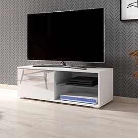 Meuble Tv 1 Porte Abattante 100x40x36 Cm Blanc - Rilma