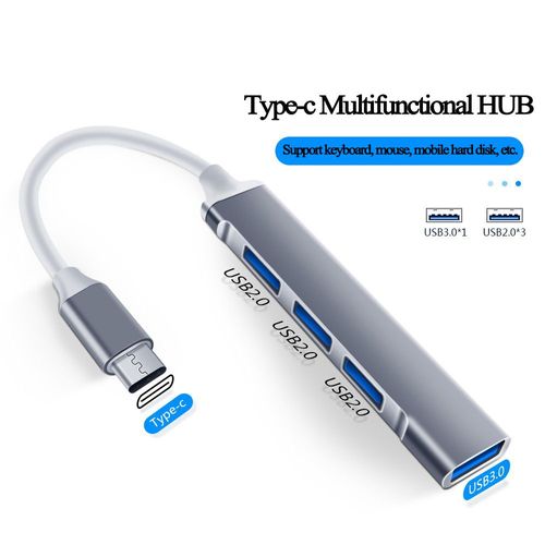 USB HUB 4 en 1 Type C vers USB 3.0 5Gbps, 4 ports adaptateur pour Apple MacBook
