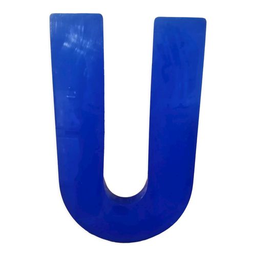 Lettre U daposenseigne en plexiglas bleu vintage bleu