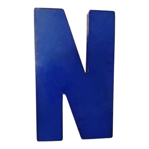 Lettre N daposenseigne vintage en plexiglas bleu bleu